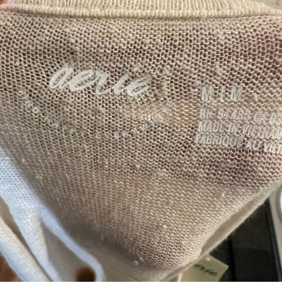 NWT Aerie Linen Blend sunshine Tee Tshirt sz Medium Relaxed Fit womens - Picture 7 of 8